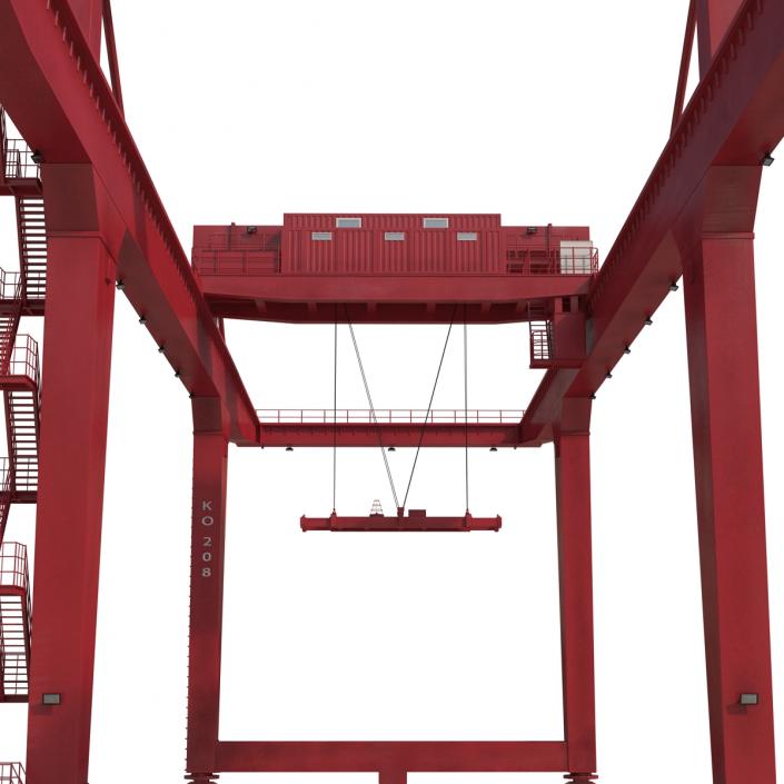 Rail Mounted Gantry Container Crane Red 3D model