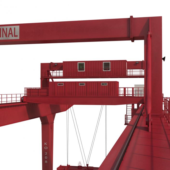 Rail Mounted Gantry Container Crane Red 3D model