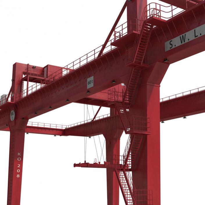 Rail Mounted Gantry Container Crane Red 3D model