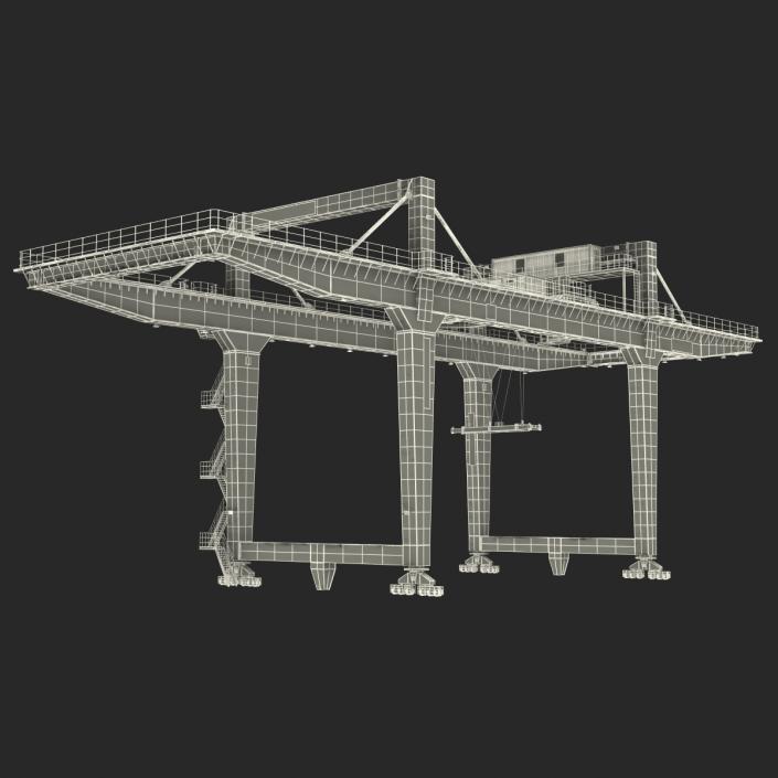 Rail Mounted Gantry Container Crane Red 3D model