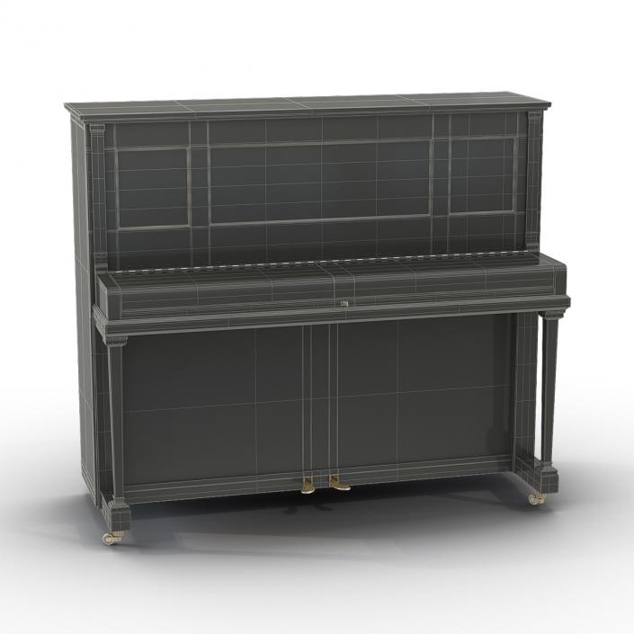 3D Upright Piano Black Rigged