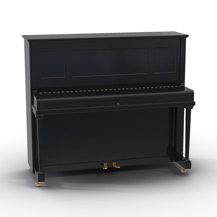 3D Upright Piano Black Rigged