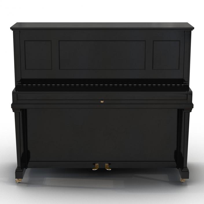 3D Upright Piano Black Rigged