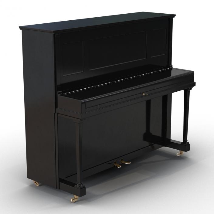 3D Upright Piano Black Rigged