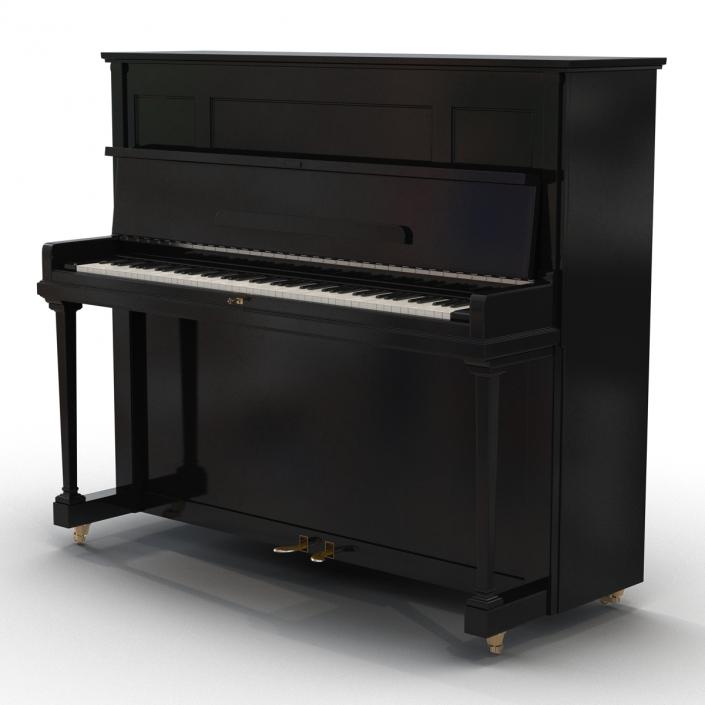 3D Upright Piano Black Rigged