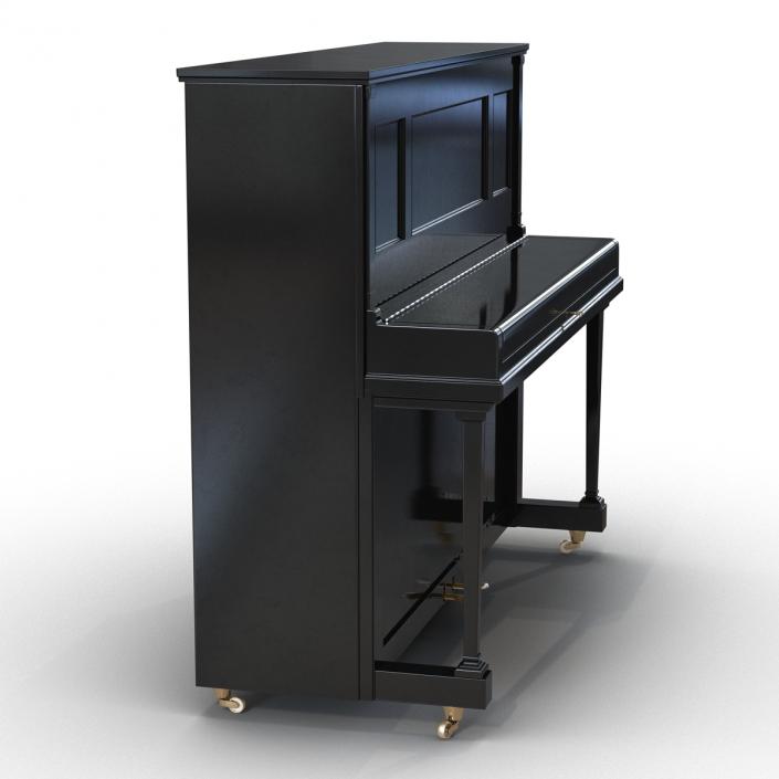 3D Upright Piano Black Rigged