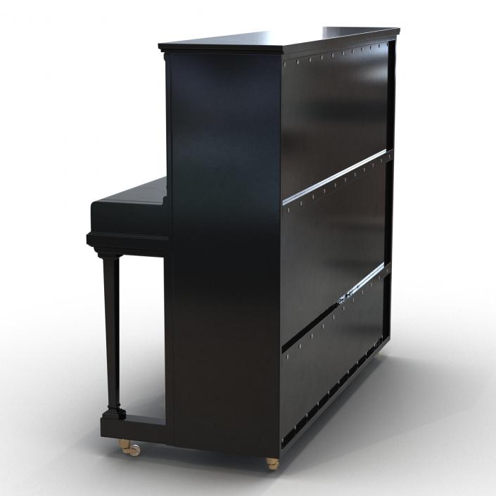 3D Upright Piano Black Rigged