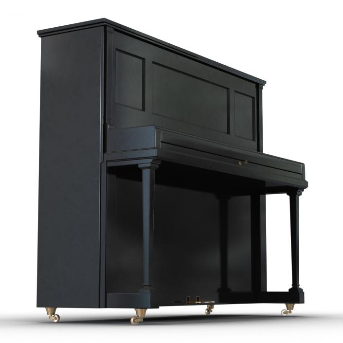 3D Upright Piano Black Rigged