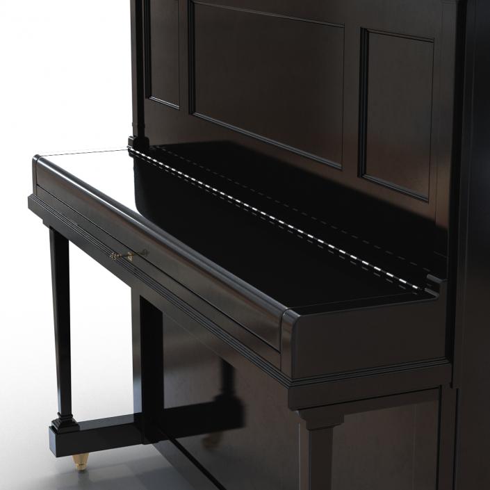 3D Upright Piano Black Rigged