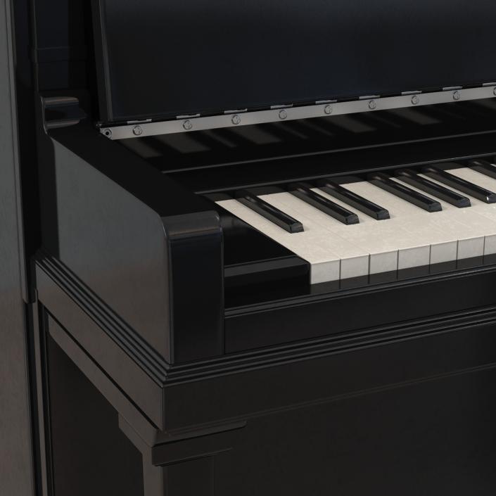 3D Upright Piano Black Rigged