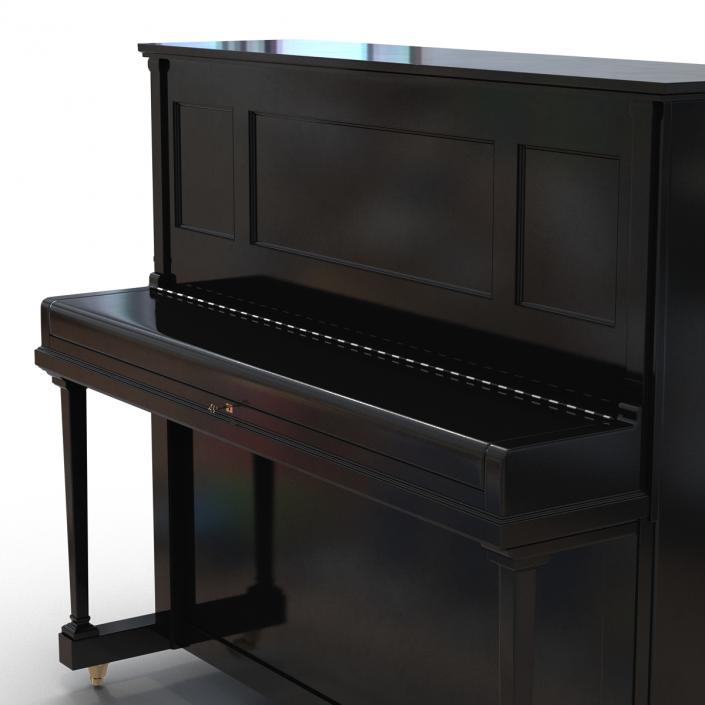 3D Upright Piano Black Rigged