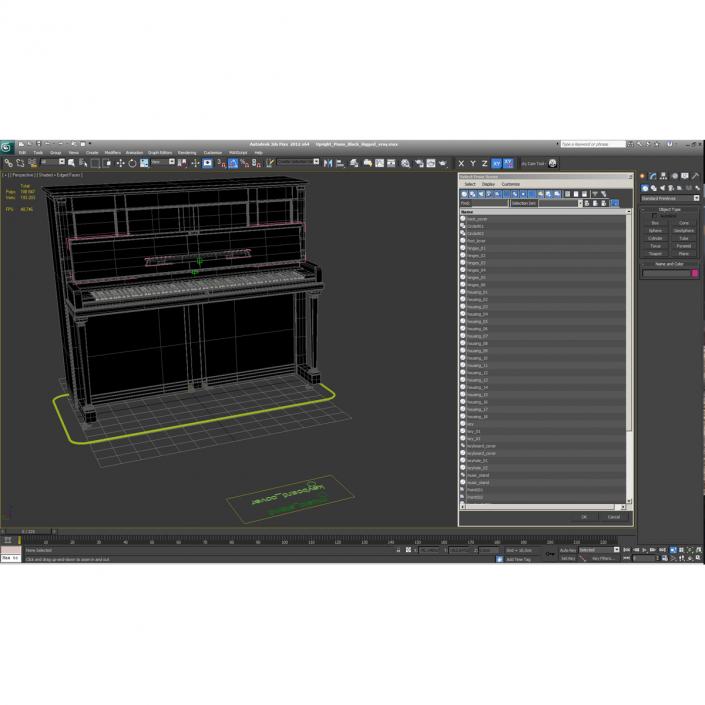 3D Upright Piano Black Rigged