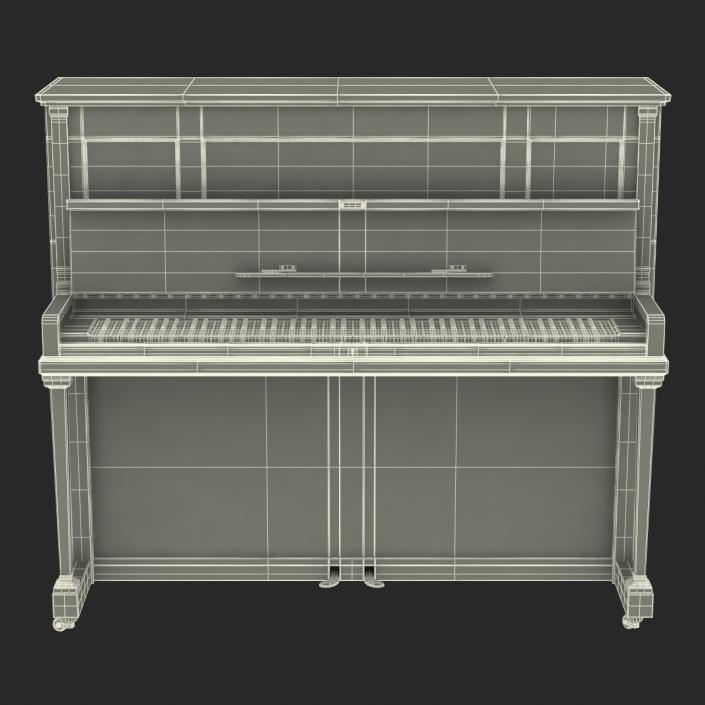 3D Upright Piano Black Rigged