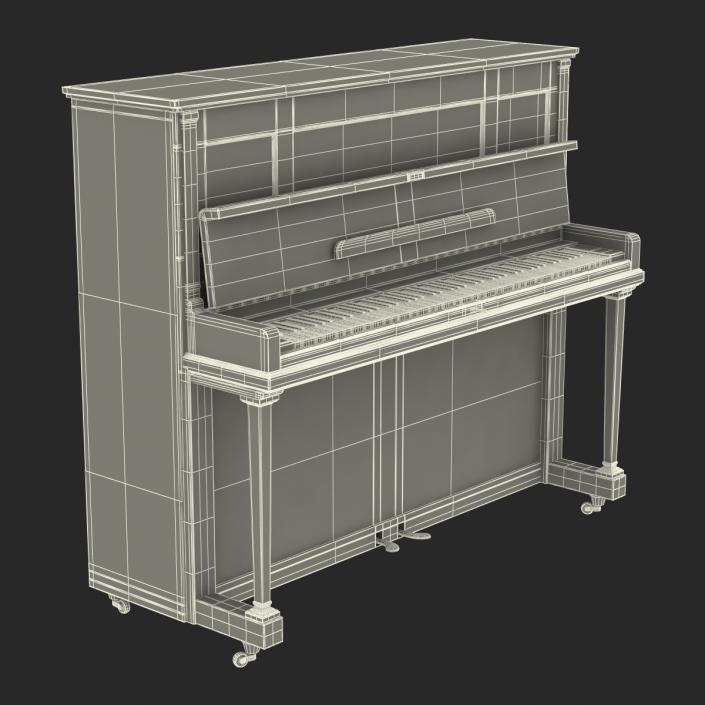 3D Upright Piano Black Rigged