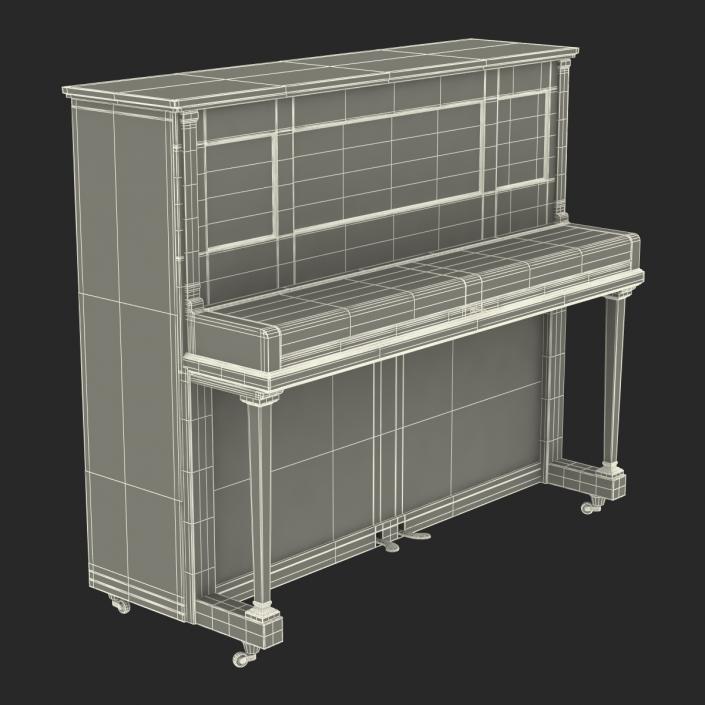 3D Upright Piano Black Rigged