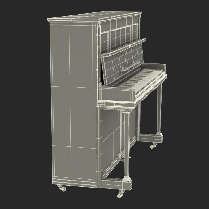 3D Upright Piano Black Rigged