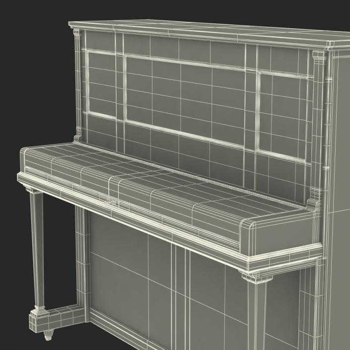 3D Upright Piano Black Rigged