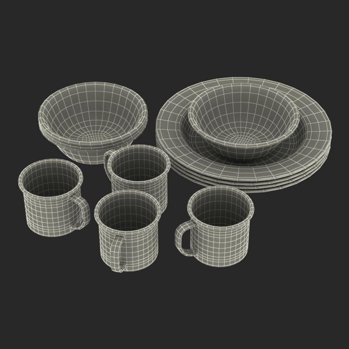 3D Camping Dishes Set model