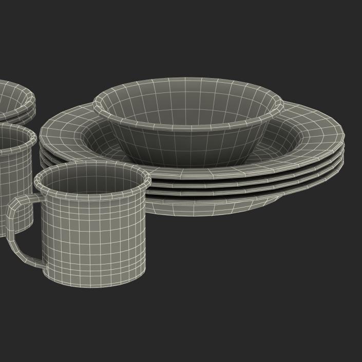 3D Camping Dishes Set model