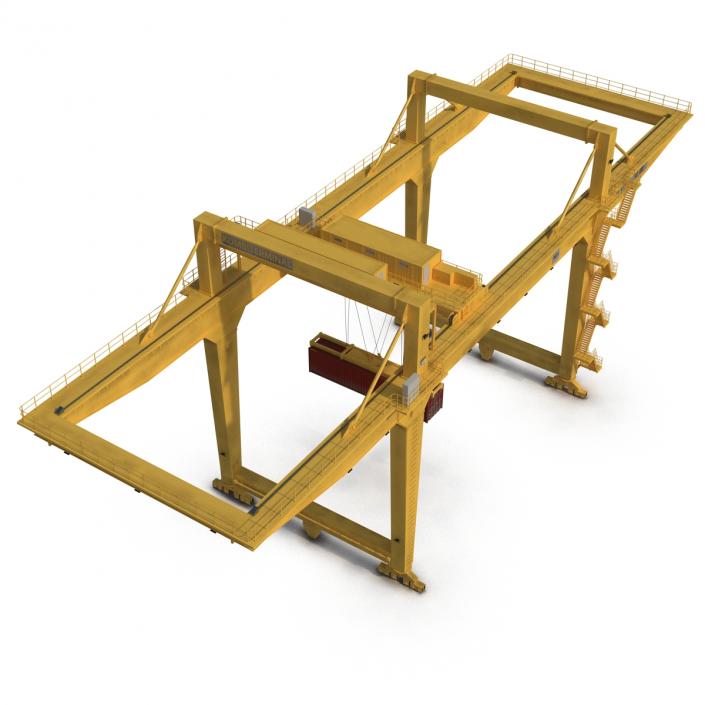 3D Rail Mounted Gantry Container Crane Yellow and 40 ft ISO Container