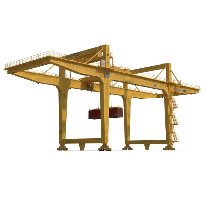 3D Rail Mounted Gantry Container Crane Yellow and 40 ft ISO Container