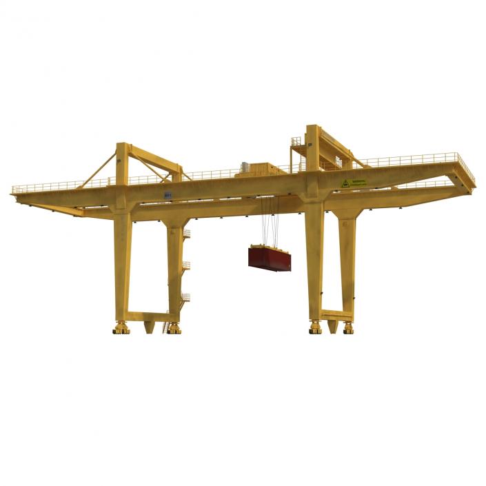 3D Rail Mounted Gantry Container Crane Yellow and 40 ft ISO Container