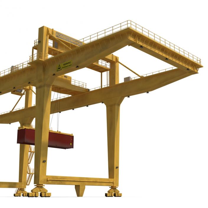 3D Rail Mounted Gantry Container Crane Yellow and 40 ft ISO Container