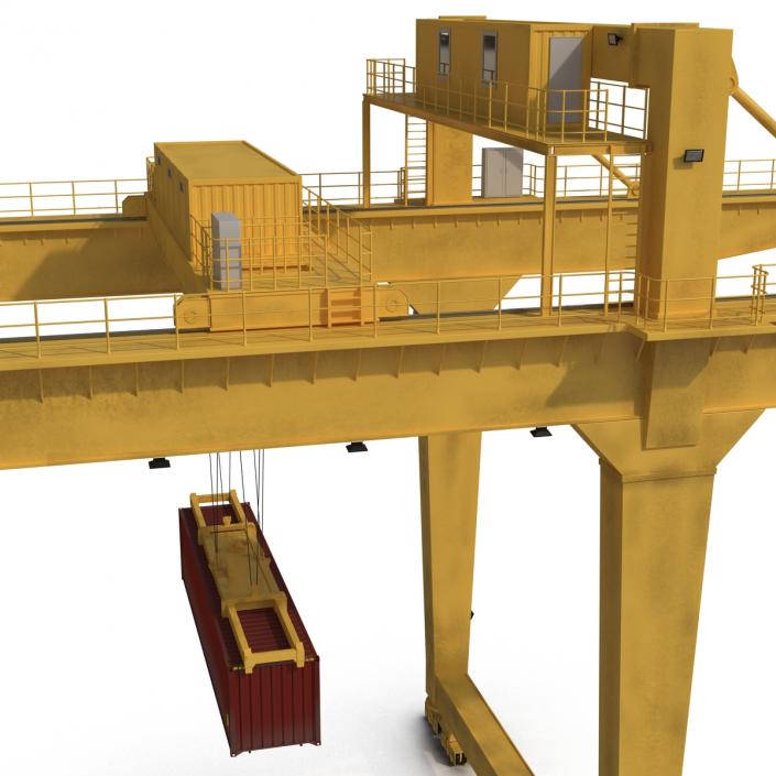 3D Rail Mounted Gantry Container Crane Yellow and 40 ft ISO Container