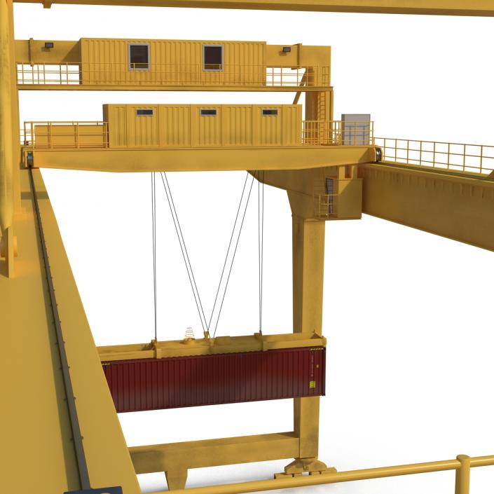 3D Rail Mounted Gantry Container Crane Yellow and 40 ft ISO Container