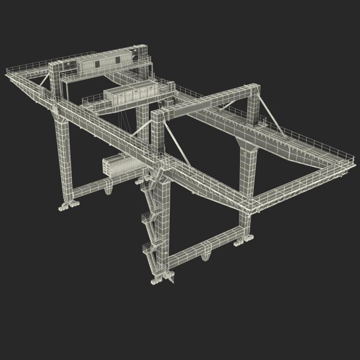 3D Rail Mounted Gantry Container Crane Yellow and 40 ft ISO Container