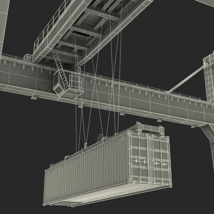 3D Rail Mounted Gantry Container Crane Yellow and 40 ft ISO Container