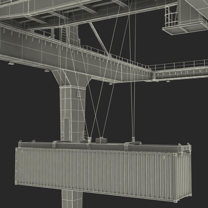 3D Rail Mounted Gantry Container Crane Yellow and 40 ft ISO Container