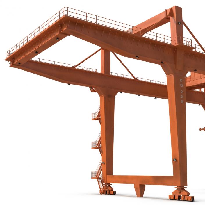 3D Rail Mounted Gantry Container Crane Orange and 40 ft ISO Container