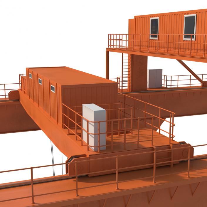 3D Rail Mounted Gantry Container Crane Orange and 40 ft ISO Container