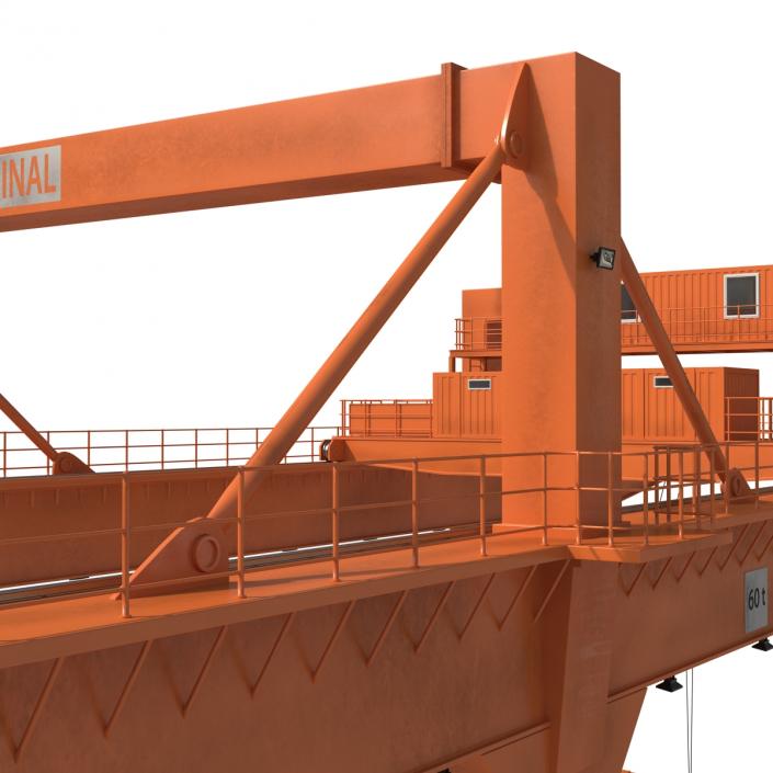 3D Rail Mounted Gantry Container Crane Orange and 40 ft ISO Container