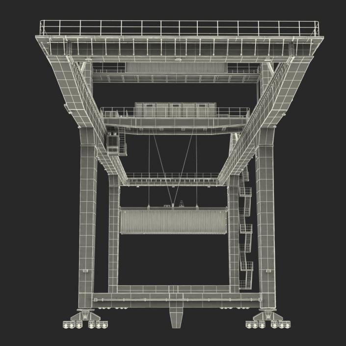 3D Rail Mounted Gantry Container Crane Orange and 40 ft ISO Container