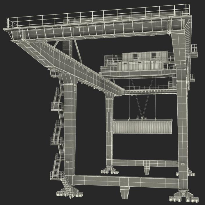 3D Rail Mounted Gantry Container Crane Orange and 40 ft ISO Container