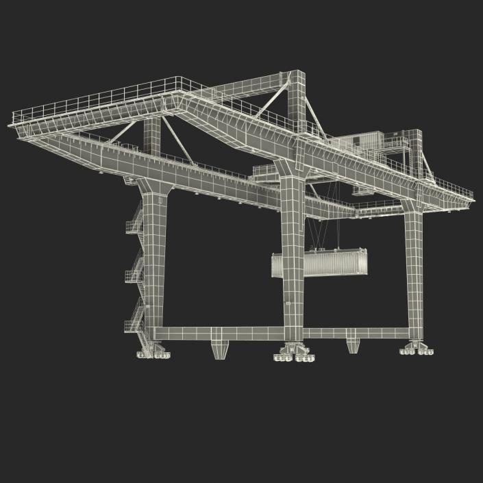 3D Rail Mounted Gantry Container Crane Orange and 40 ft ISO Container