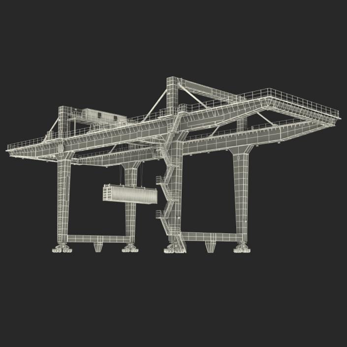 3D Rail Mounted Gantry Container Crane Orange and 40 ft ISO Container