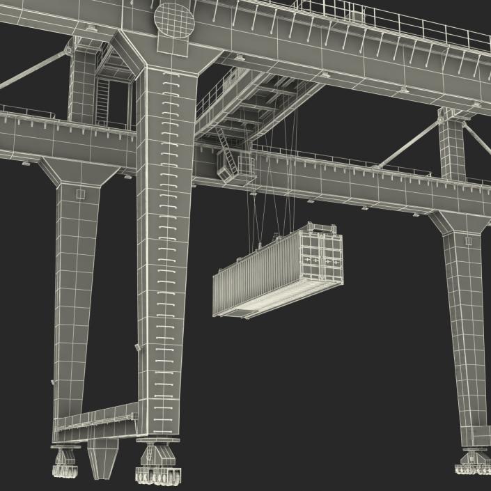 3D Rail Mounted Gantry Container Crane Orange and 40 ft ISO Container