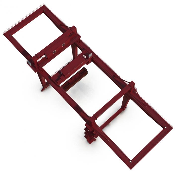 3D Rail Mounted Gantry Container Crane Red and 40 ft ISO Container model