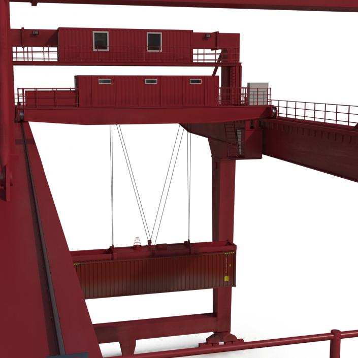 3D Rail Mounted Gantry Container Crane Red and 40 ft ISO Container model