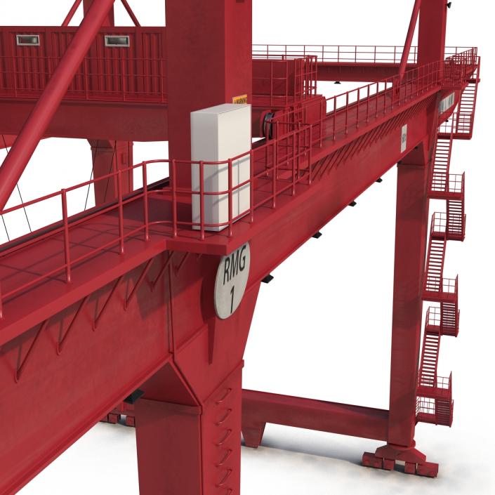 3D Rail Mounted Gantry Container Crane Red and 40 ft ISO Container model