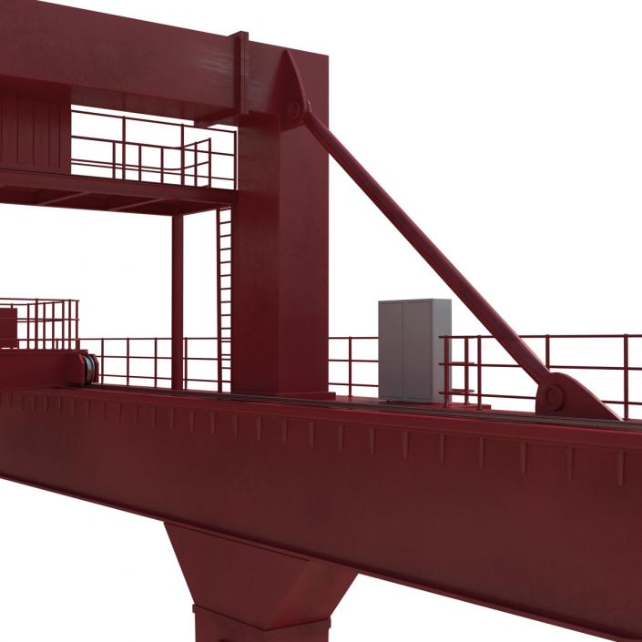 3D Rail Mounted Gantry Container Crane Red and 40 ft ISO Container model