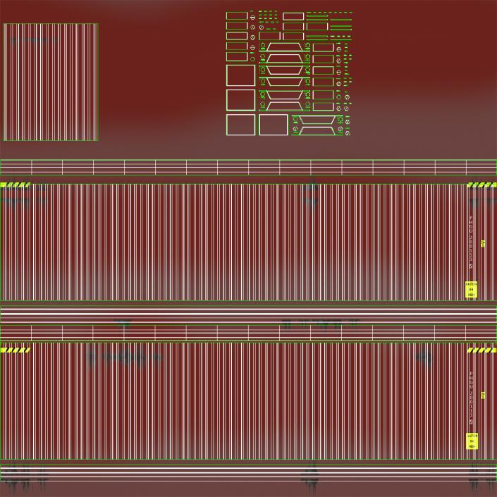 3D Rail Mounted Gantry Container Crane Red and 40 ft ISO Container model