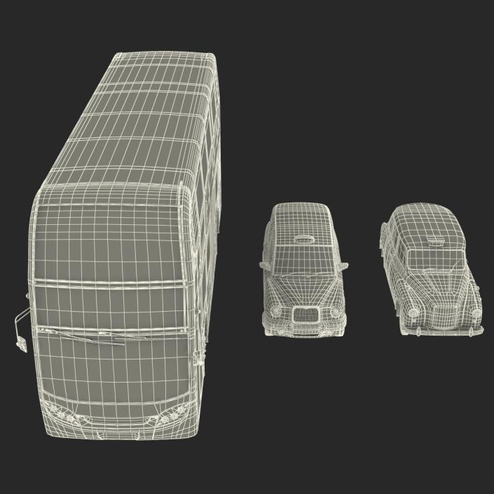 3D London Bus and Taxi Vehicle Set