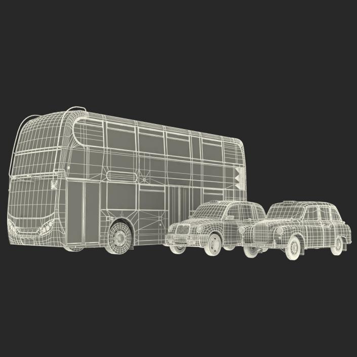 3D London Bus and Taxi Vehicle Set