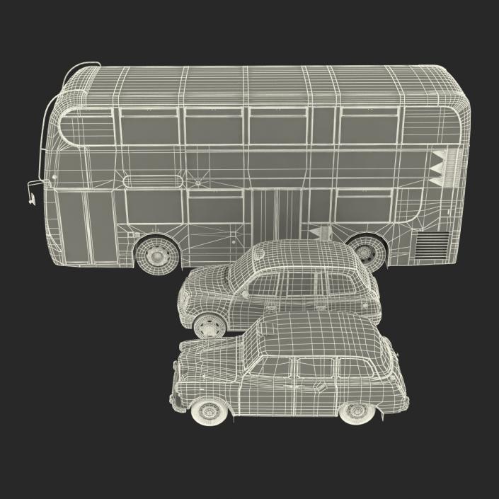 3D London Bus and Taxi Vehicle Set