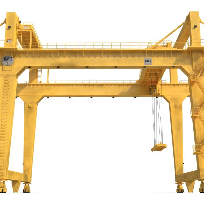 Rail Mounted Gantry Container Crane Rigged Yellow 3D model