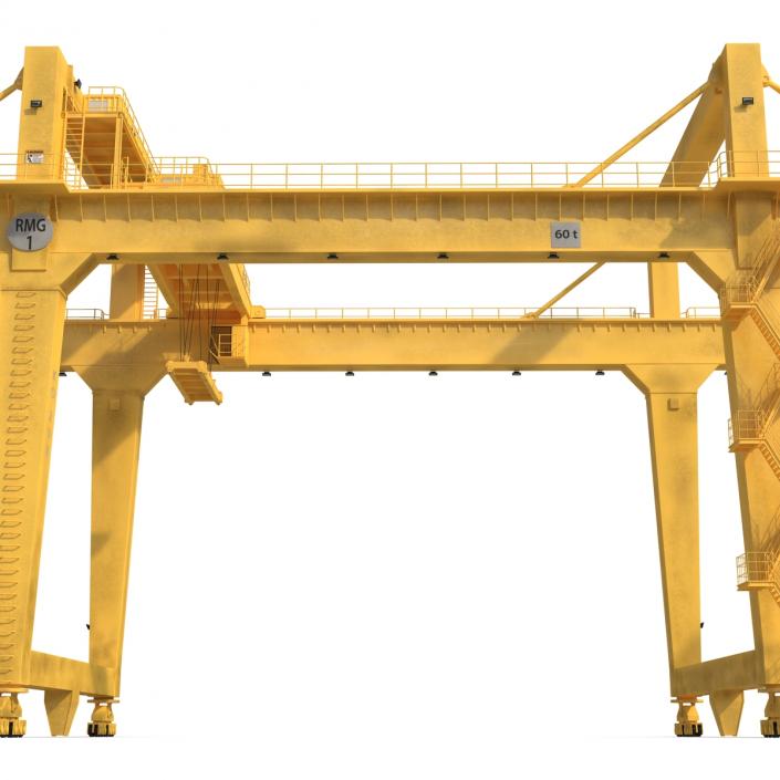 Rail Mounted Gantry Container Crane Rigged Yellow 3D model